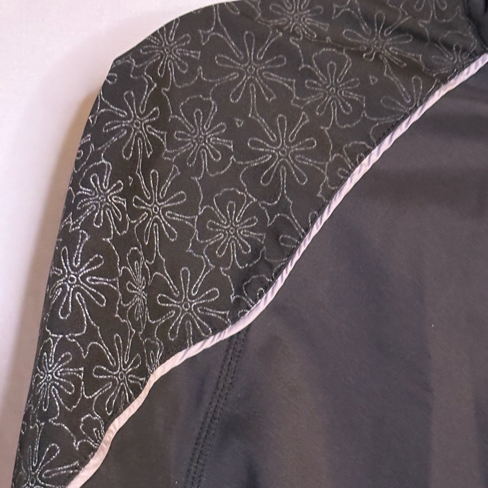 Women's Black Windbreaker with Patterned Sleeves - Picture 2 of 5